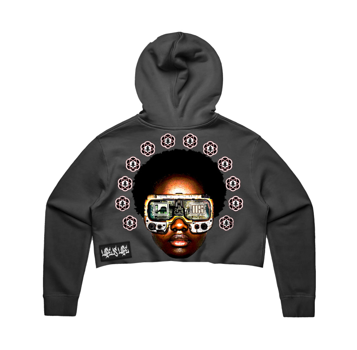 LIFE IS LIFE LADY’S CROP TOP HOODIE - BLACK